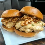 Crockpot Parmesan Garlic Chicken Sandwiches