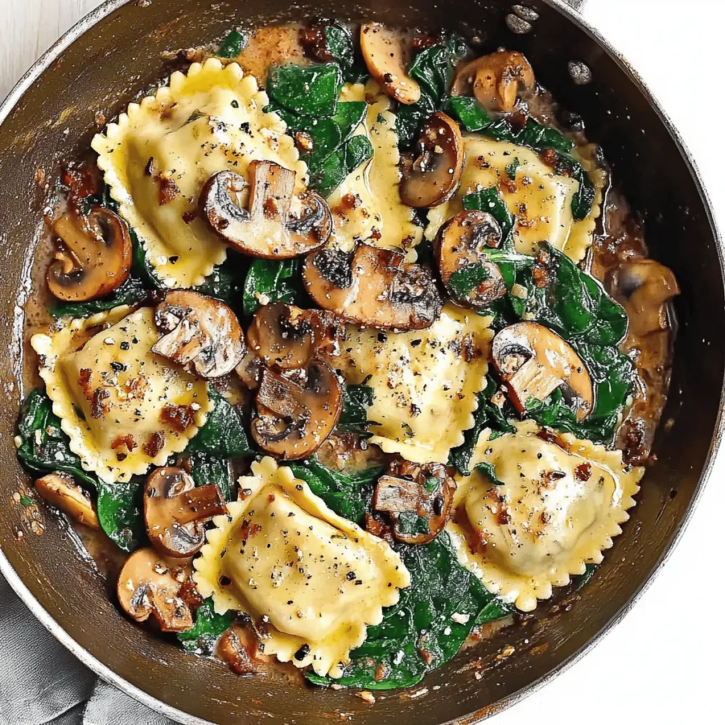 Mushroom Ravioli with Spinach