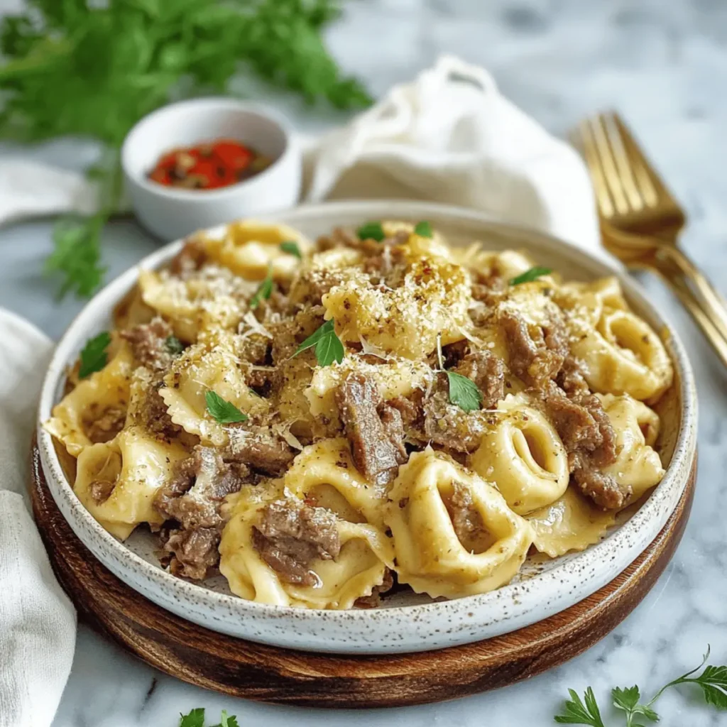 Philly Cheesesteak Tortellini Pasta