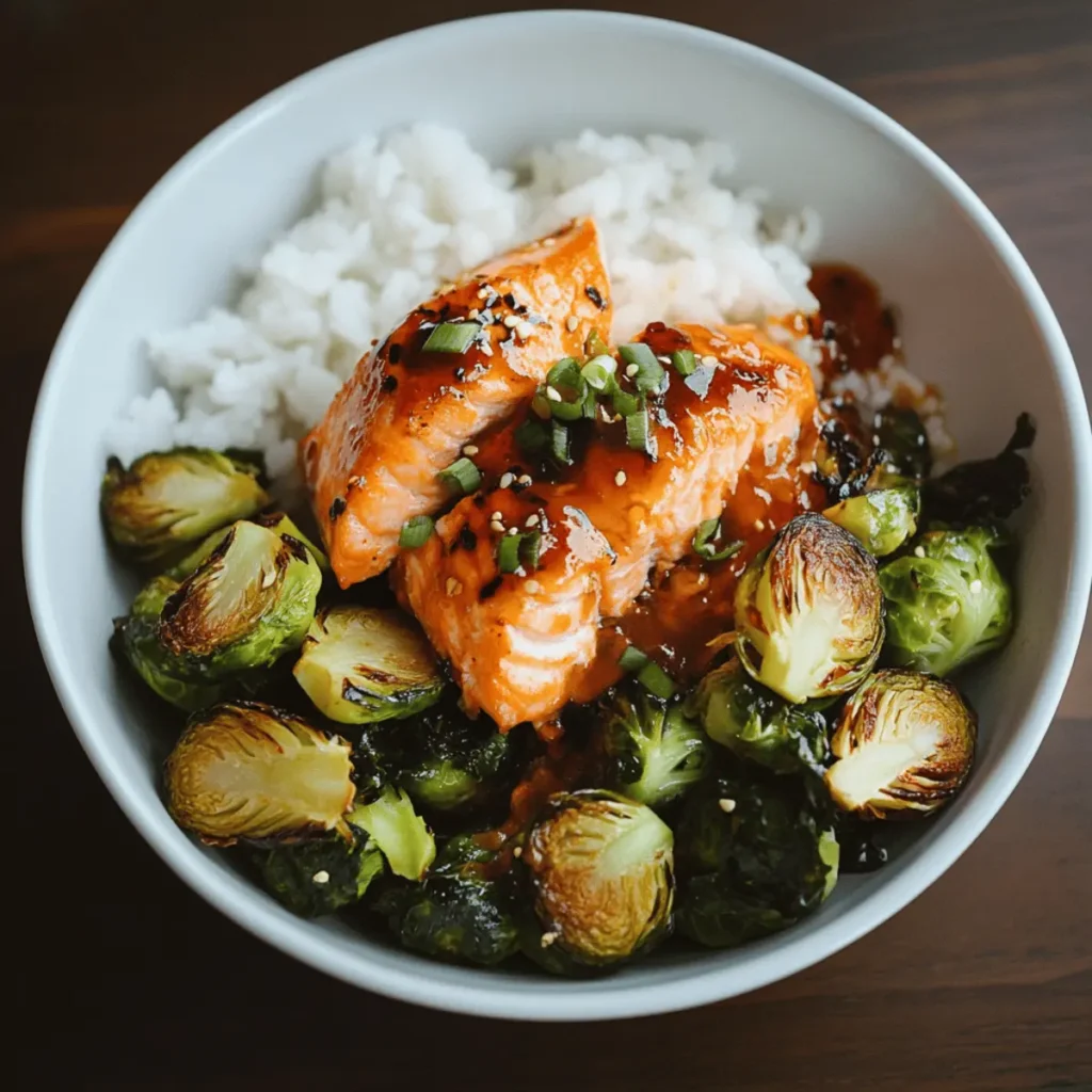 Teriyaki Salmon Bowls with Brussels Sprouts