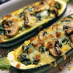 Creamy Ricotta-Stuffed Zucchini with Spinach and Mushrooms