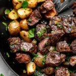 Garlic Butter Steak Bites and Potatoes