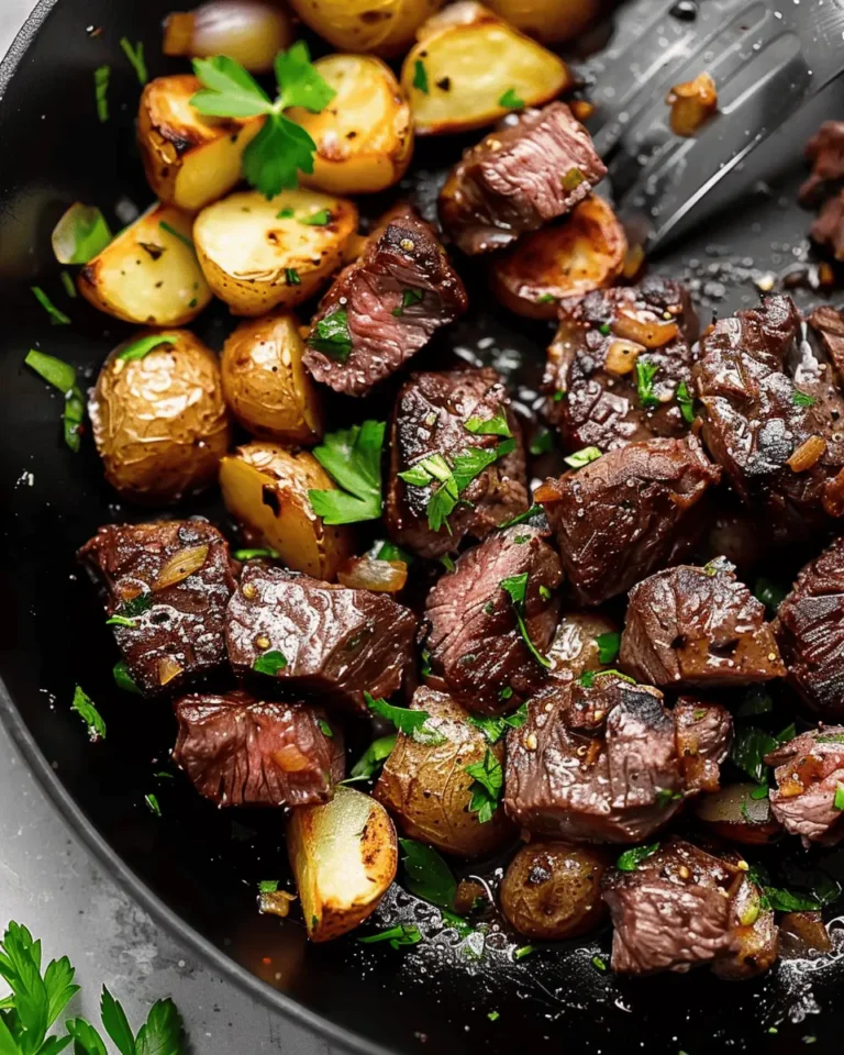 Garlic Butter Steak Bites and Potatoes