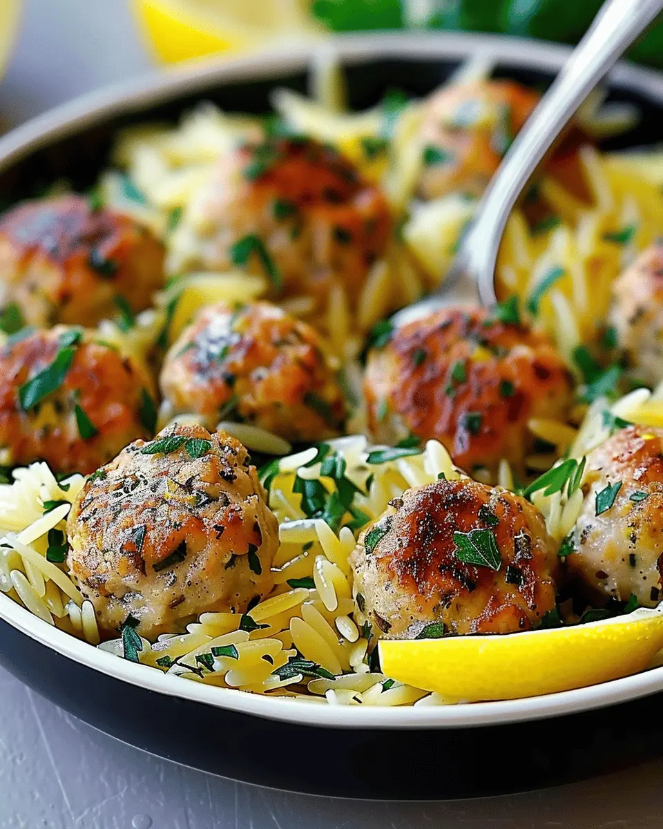 Greek Chicken Meatballs with Lemon Orzo: Juicy Flavors Made Easy