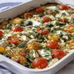 Greek Chicken Orzo Pasta Bake with Lemon