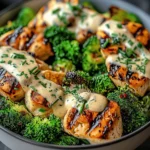 Grilled Chicken & Broccoli Bowls with Creamy Garlic Sauce – Healthy & Flavorful Dinner
