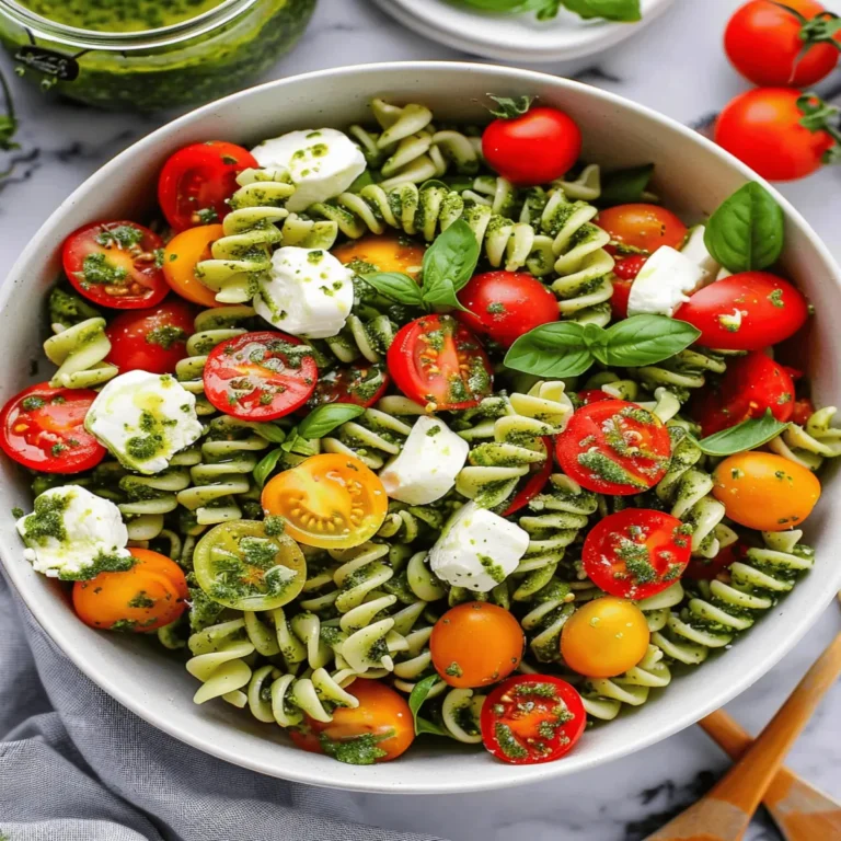 Pesto Pasta Salad with Tomatoes & Mozzarella