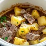 Slow Cooker Steak and Cheddar Potato Casserole