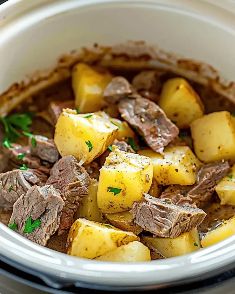 Slow Cooker Steak and Cheddar Potato Casserole