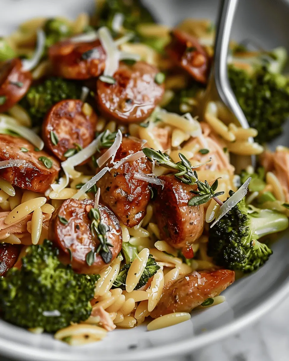 Tasty Chicken Sausage Broccoli Orzo