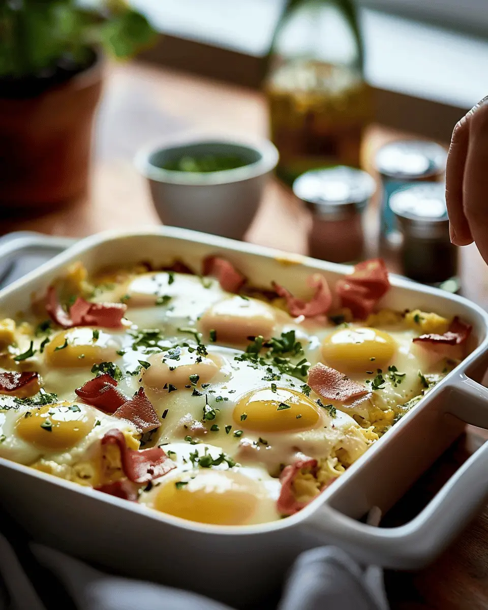 Eggs Benedict Casserole: Easy Turkey Bacon & Chicken Ham Delight