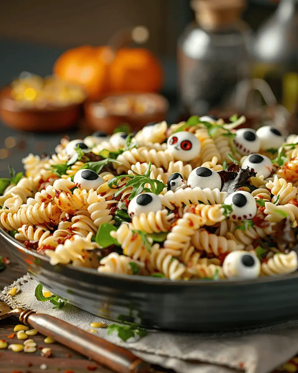 Eyeball Pasta Salad: A Creepy Yet Delightful Recipe with Mozzarella Eyeballs