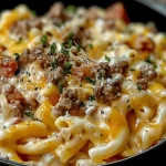 Loaded Cheeseburger Alfredo Pasta : Ultimate Creamy Dinner