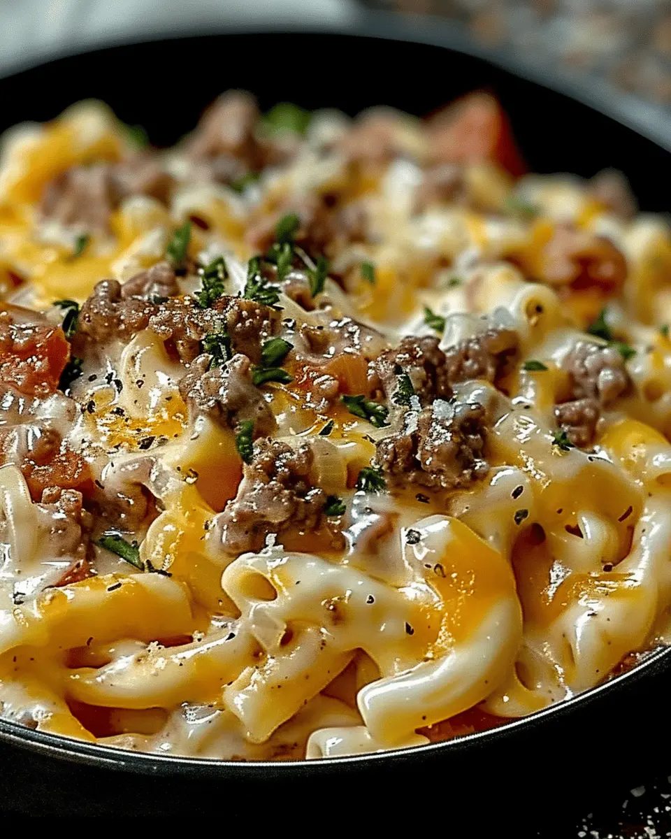 Loaded Cheeseburger Alfredo Pasta : Ultimate Creamy Dinner