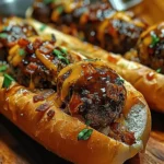 Bourbon BBQ Bacon Cheeseburger Meatball Subs Ready in 30 Minutes