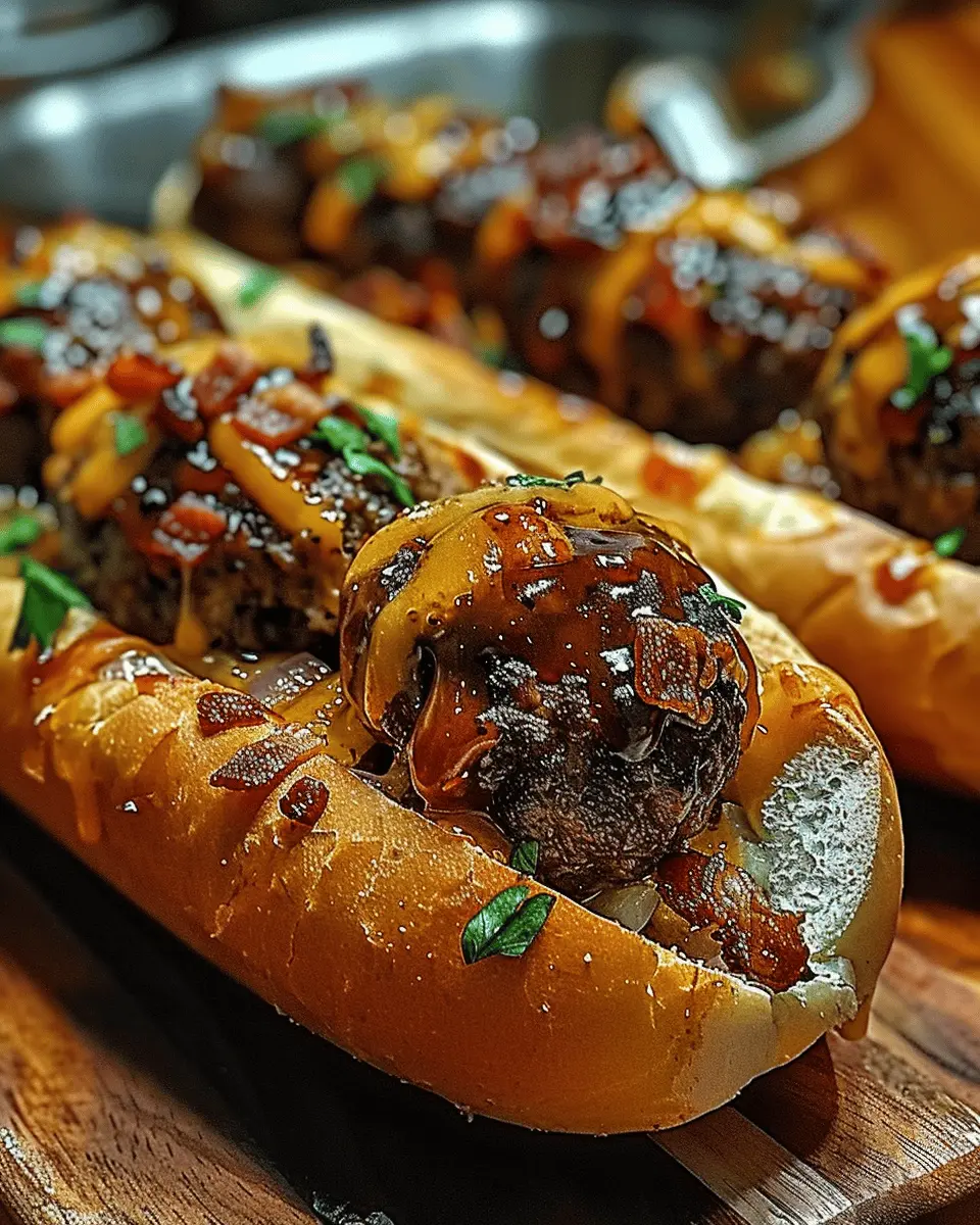 Bourbon BBQ Bacon Cheeseburger Meatball Subs Ready in 30 Minutes
