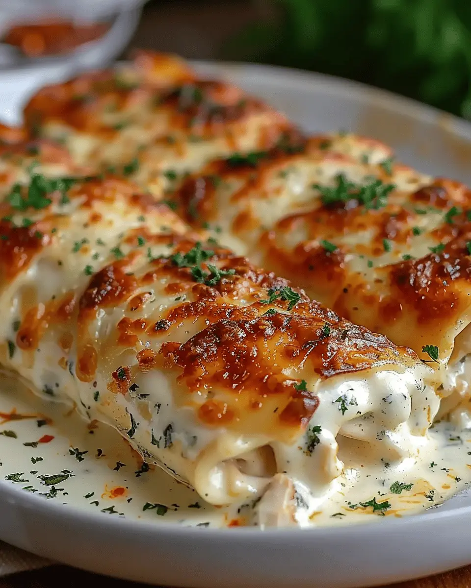 Chicken Alfredo Lasagna Rolls