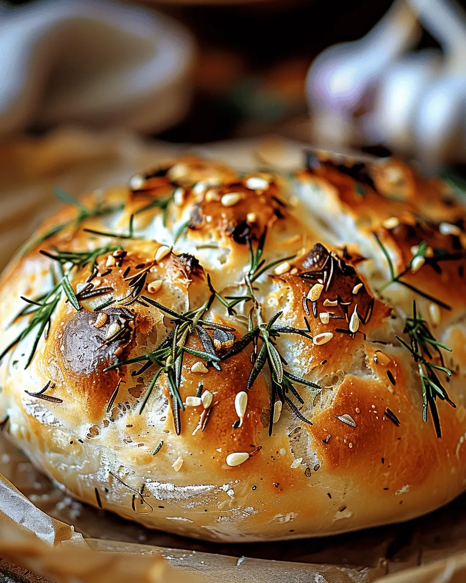 Easy Roasted Garlic Rosemary Artisan Bread – The Best Homemade Loaf