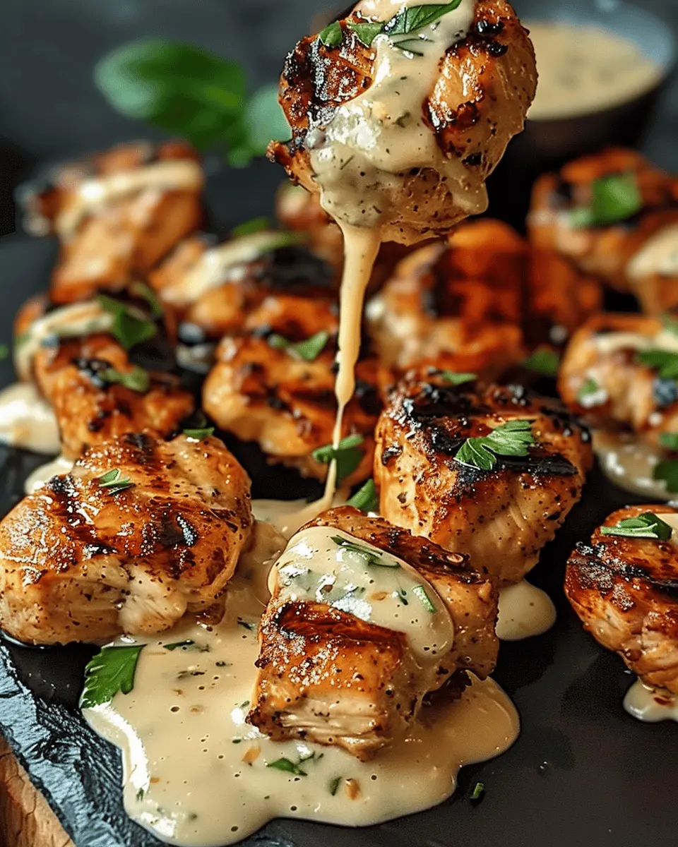 Grilled Chicken Bites: Juicy Treats with Creamy Garlic Sauce