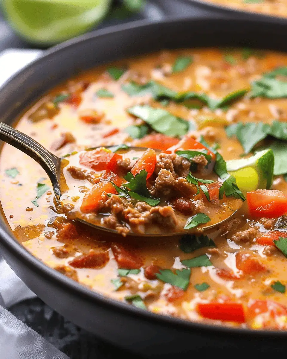 High Protein Creamy Taco Soup with Turkey Bacon and Chicken Ham