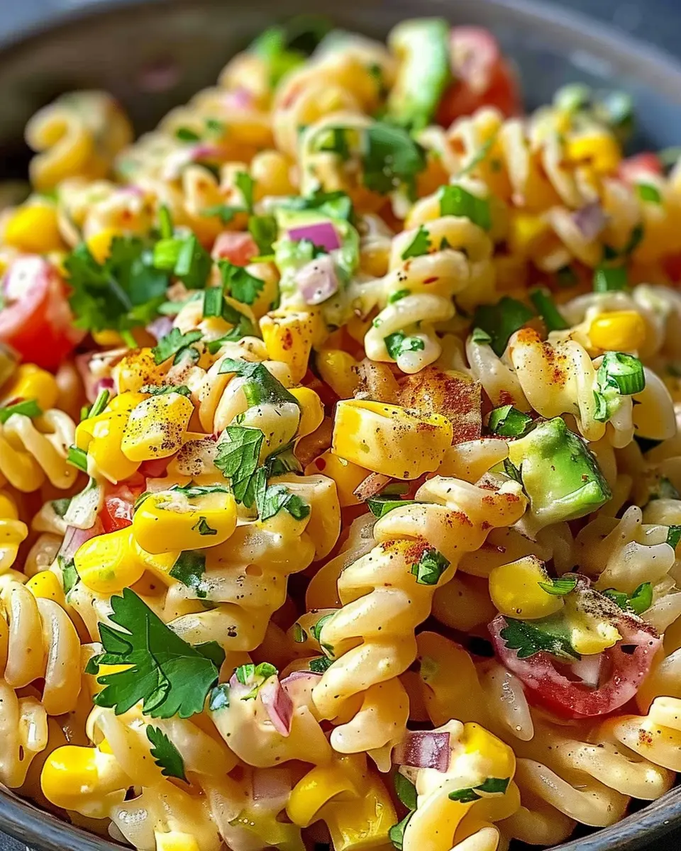 Perfect Mexican Street Corn Pasta Salad with Turkey Bacon Delight