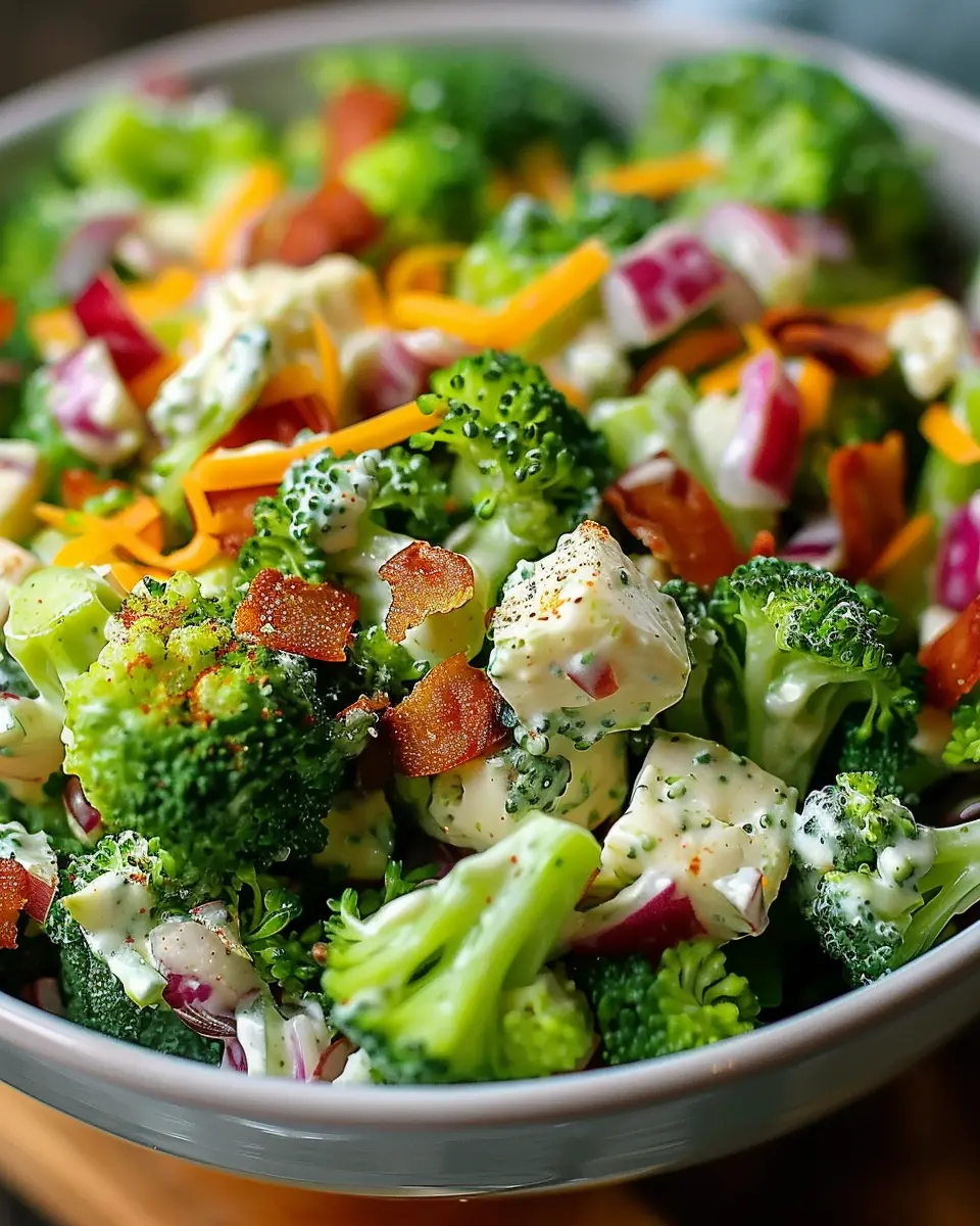Loaded Broccoli Salad: Easy Low-Carb Delight with Turkey Bacon