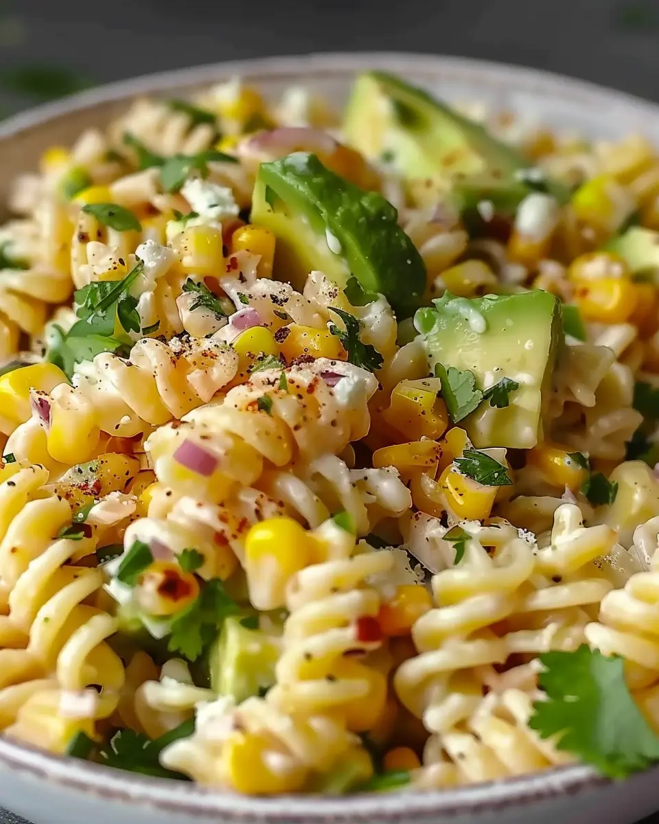 Perfect Mexican Street Corn Pasta Salad with Turkey Bacon Twist