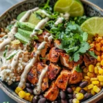 Chipotle Chicken Bowl with Black Beans, Corn, & Creamy Sauce