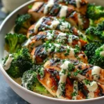 Grilled Chicken & Broccoli Bowls with Creamy Garlic Sauce