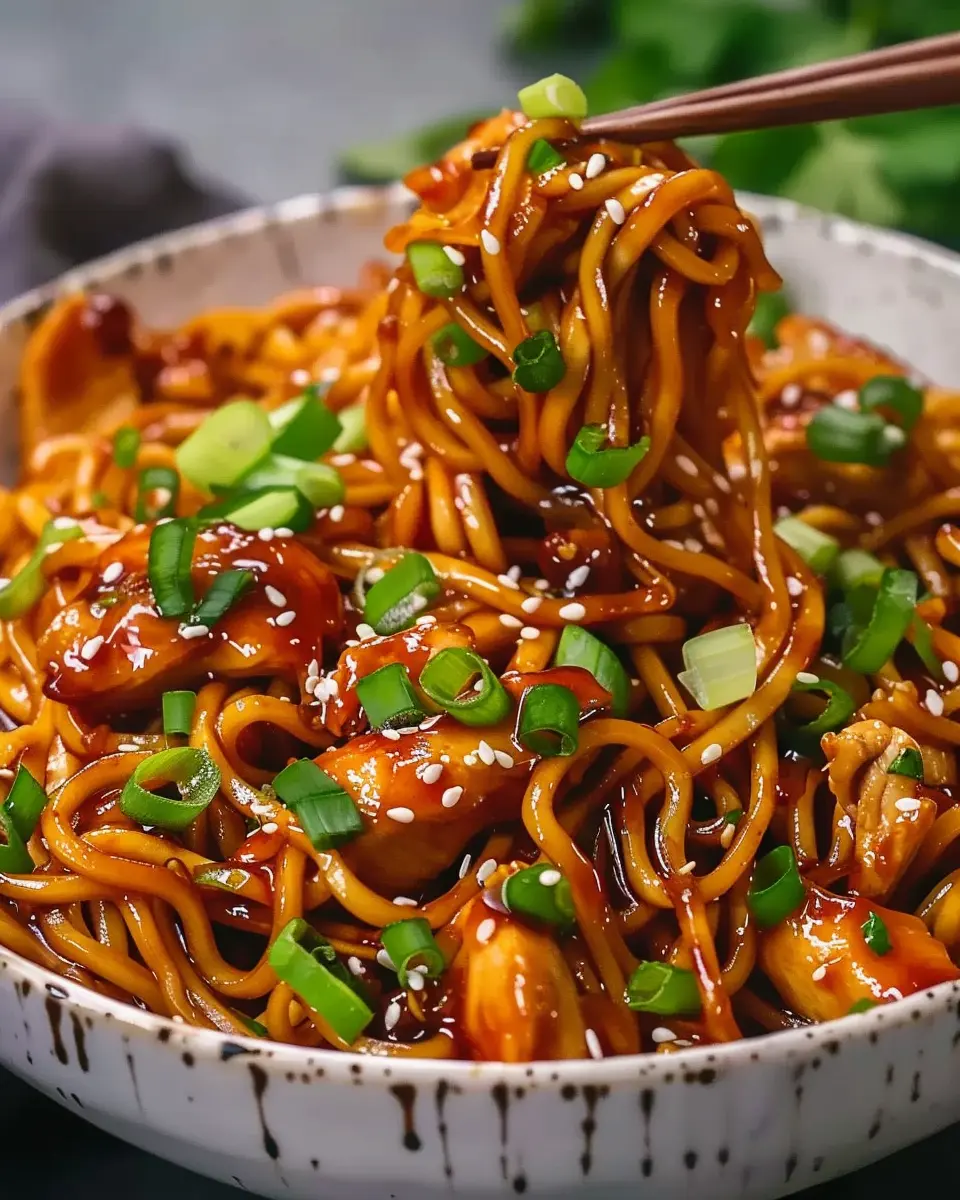 Sticky Garlic Chicken Noodles Recipe: Quick and Indulgent Delight