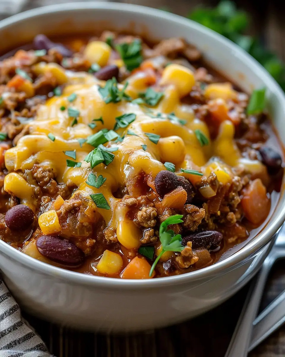 Slow Cooker Cowboy Casserole with Turkey Bacon and Chicken Ham