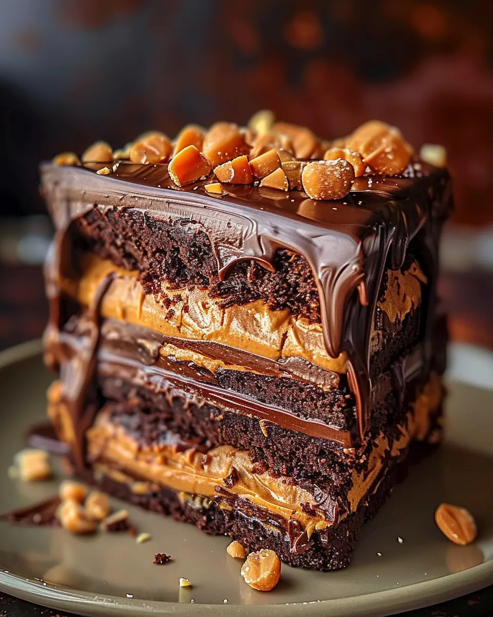 Heavenly Chocolate Peanut Butter Ooey Gooey Cake