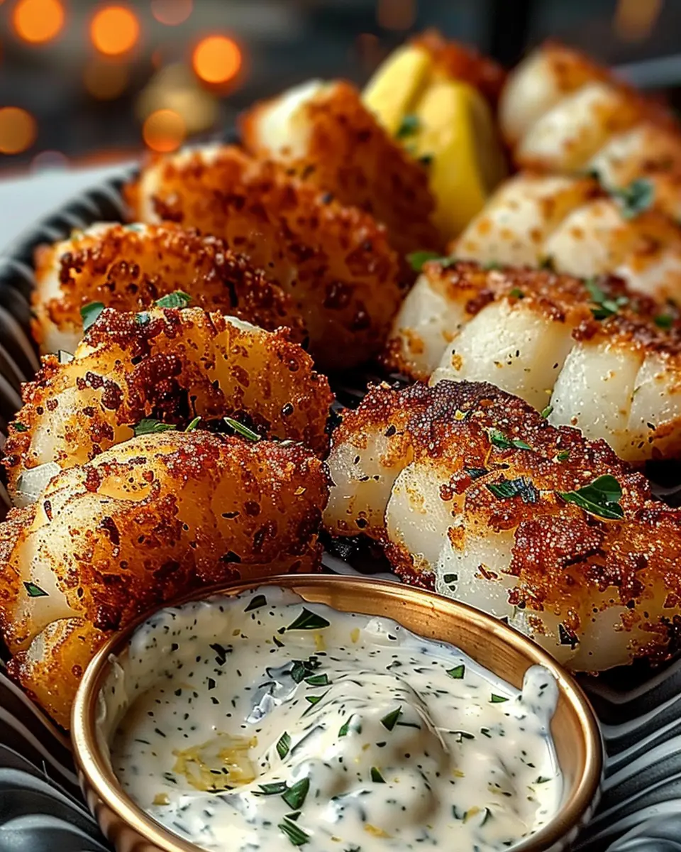 Garlic Butter Cod Bites with Creamy Lemon Herb Dip