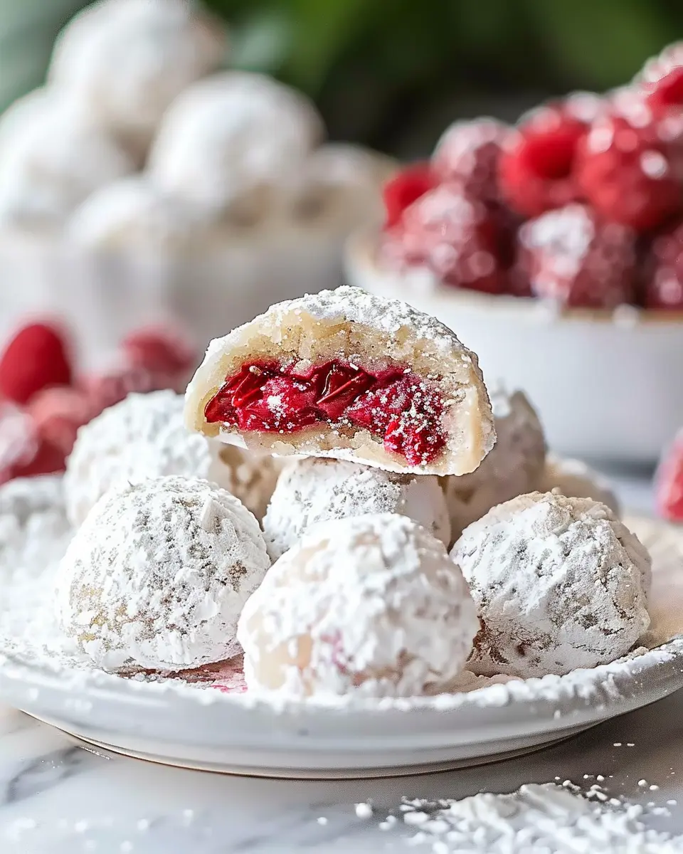 Raspberry Almond Snowball Cookies Delightful Easy Recipe