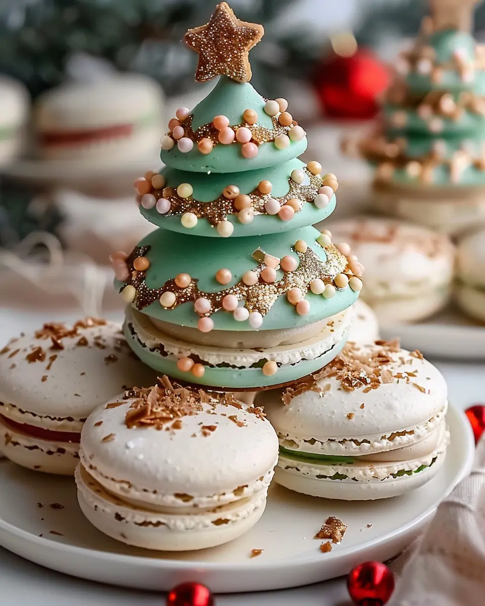 Christmas Tree Cake Macarons