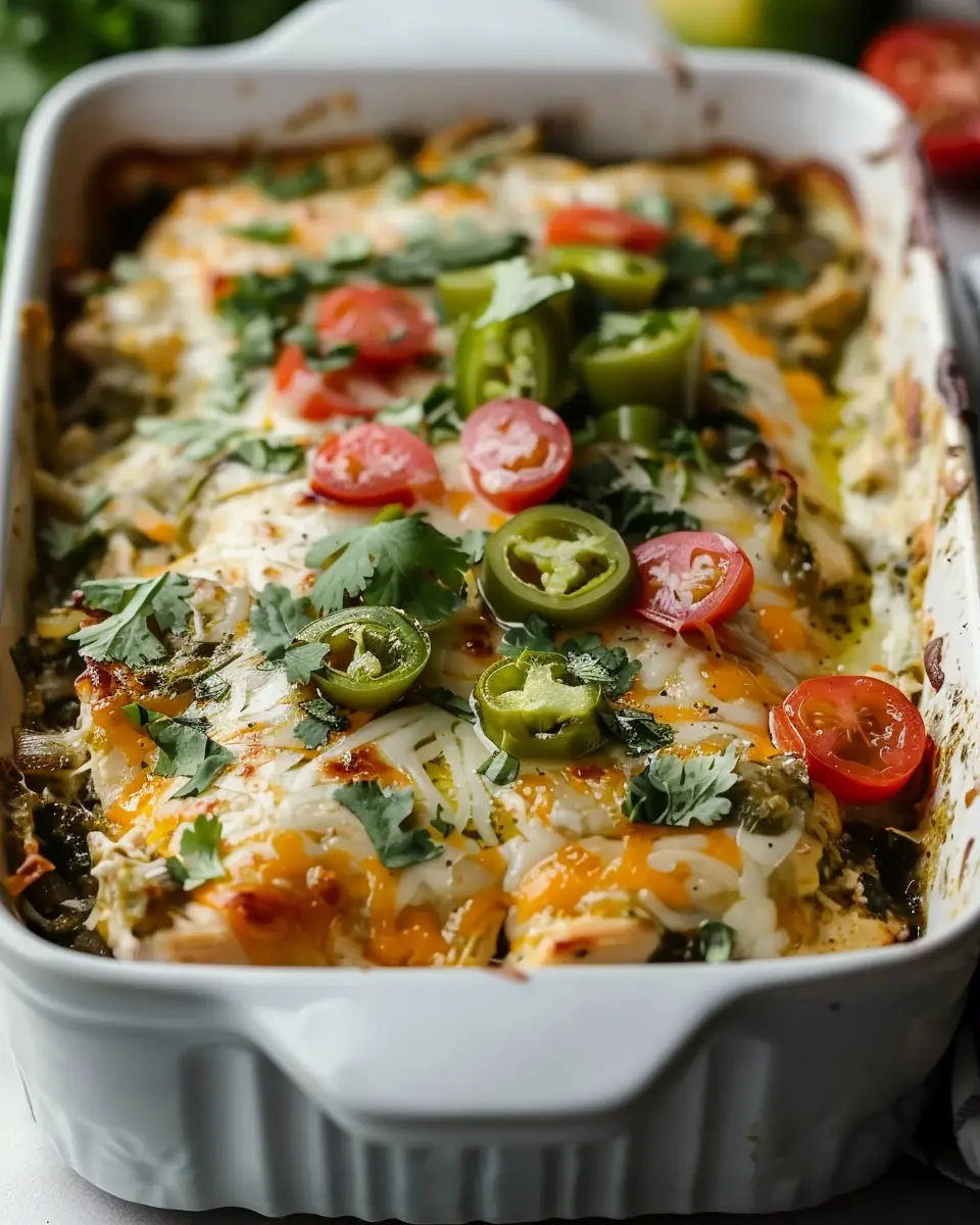 Delicious Salsa Verde Chicken Casserole with Turkey Bacon Delight