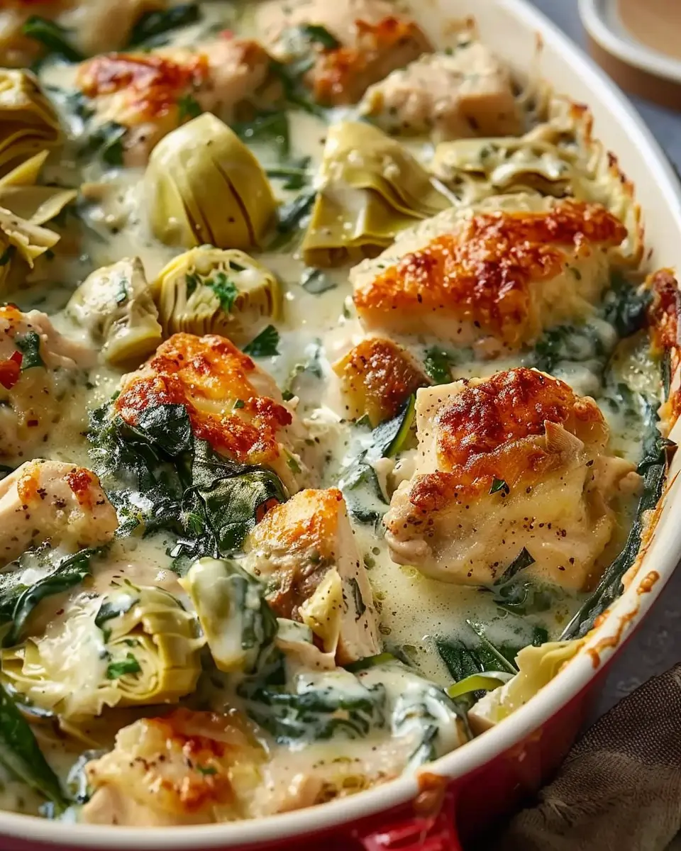High-Protein Spinach and Artichoke Chicken Casserole Delight